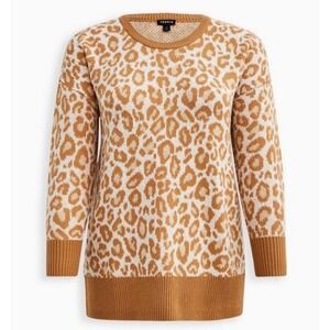 Torrid Soft Popcorn Knit Drop Shoulder Sweater | Leopard Print, Women's Size 3